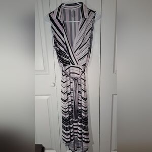 Emma & Michele Striped High Low Dress in Black and White